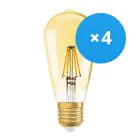 Mehrfachpackung 4x Ledvance Vintage 1906 LED E27 Birne Gold 2.5W 220lm - 824 Extra Warmweiß | Ersatz für 22W